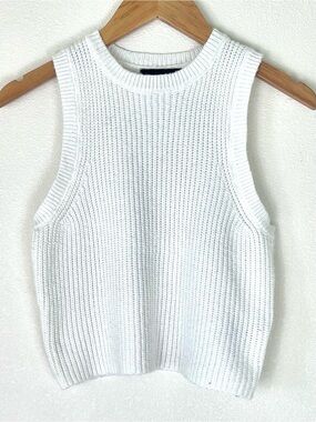 House of Harlow Sleeveless White Knit Tank Top Sweater Vest Size Small